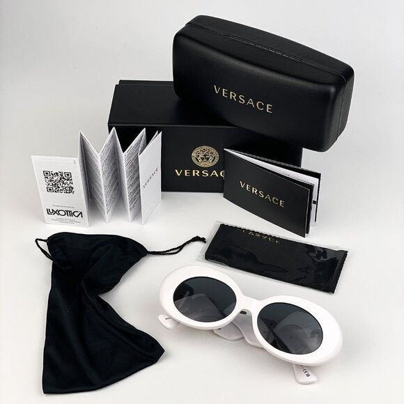 NEW Versace VE4426BU 314/87 MAXI MEDUSA BIGGIE White Dark  Gray Oval Sunglasses - Picture 9 of 12